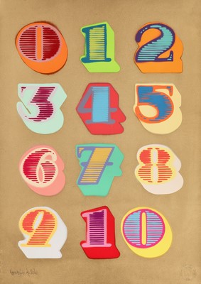 Lot 87 - Ben Eine (British 1970-), ‘Shutterfont Numbers (Gold)’, 2010