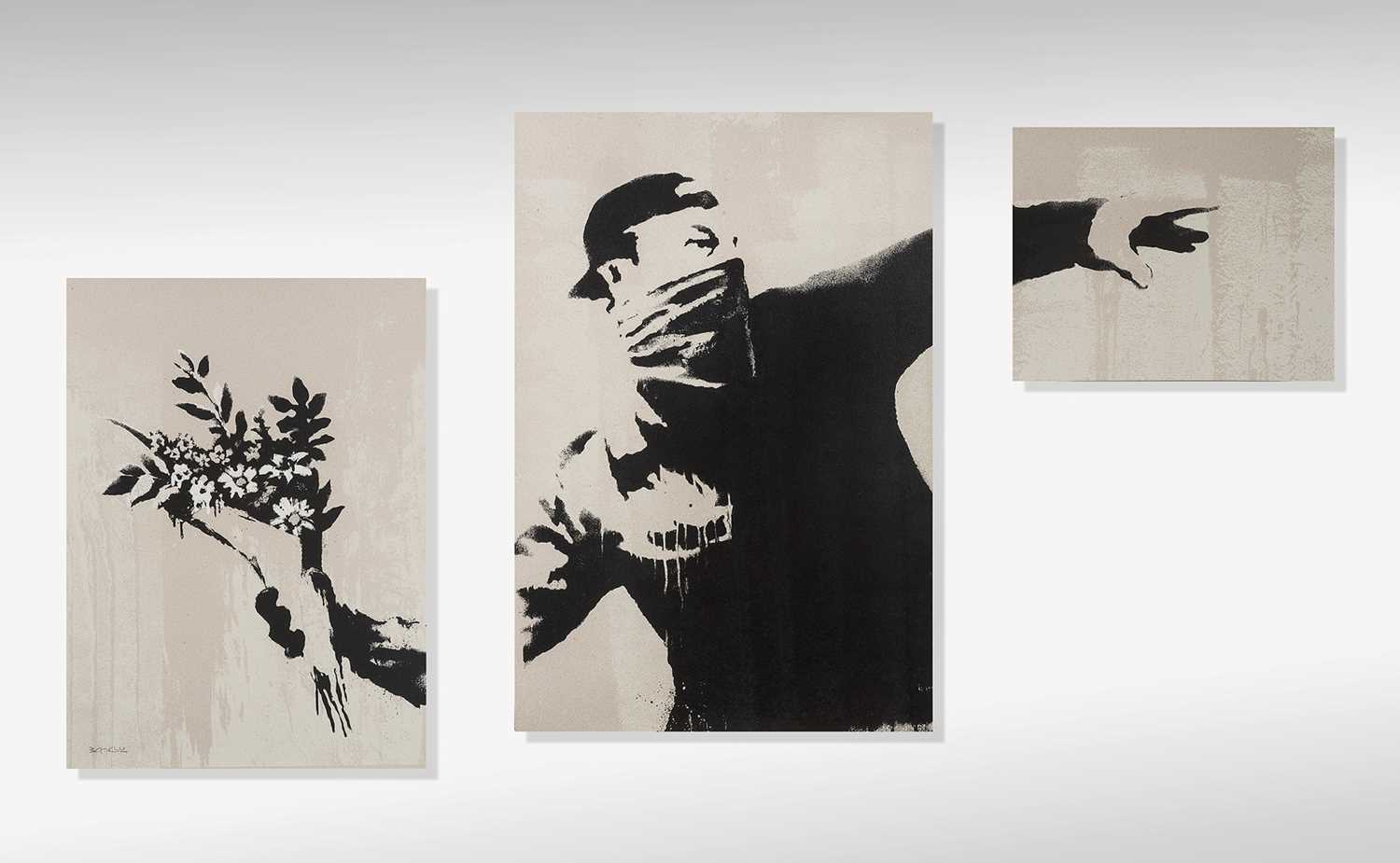 Lot 224 - Banksy (British 1974-), 'Thrower (Grey)', triptych, 2019