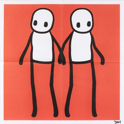 Lot 200 - Stik (British 1979-), 'Holding Hands (Red, Orange, Yellow, Blue & Teal)', 2020