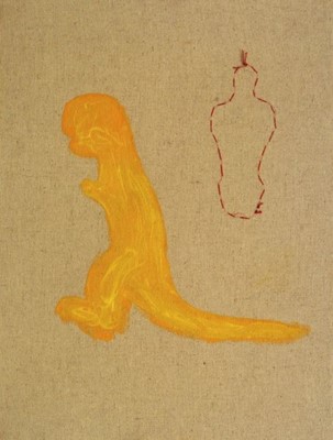 Lot 22 - Ghada Amer (Egyptian 1963-), Sans titre (Mannequin et Dinosaure), 1992