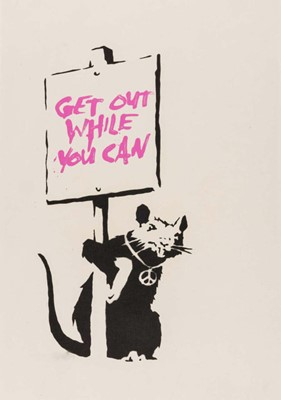 Lot 240 - Banksy (British 1974-), 'Get Out While You Can (Pink)', 2004