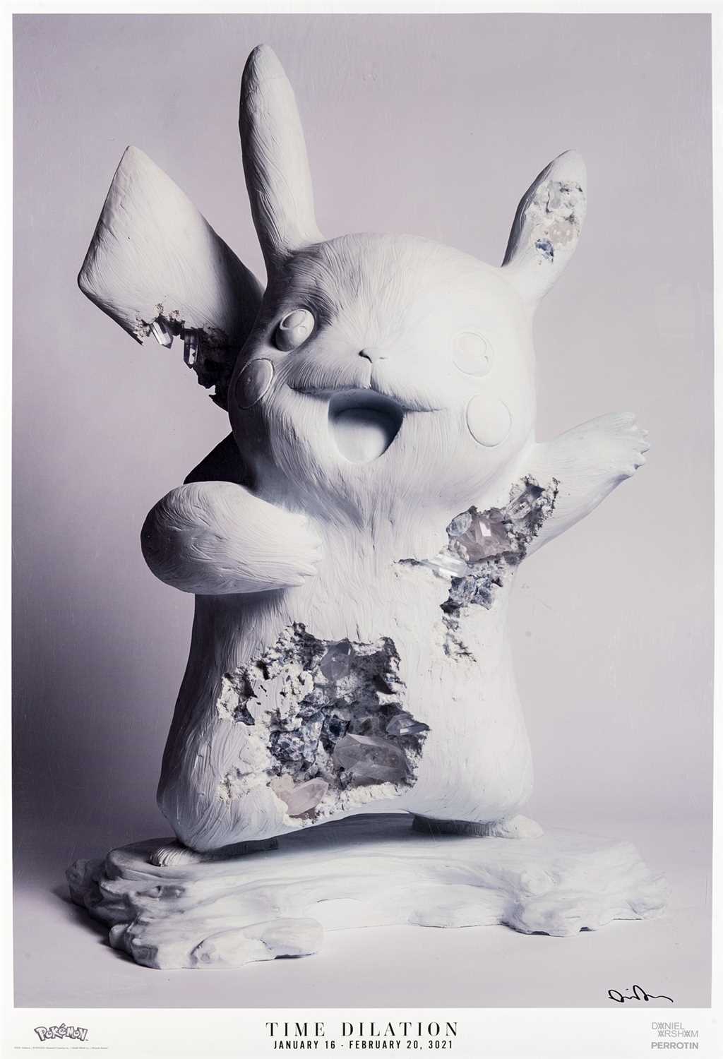 Lot 59 - Daniel Arsham (American 1980-), 'Blue Calcite Crystallized Pikachu Exhibition Poster', 2021