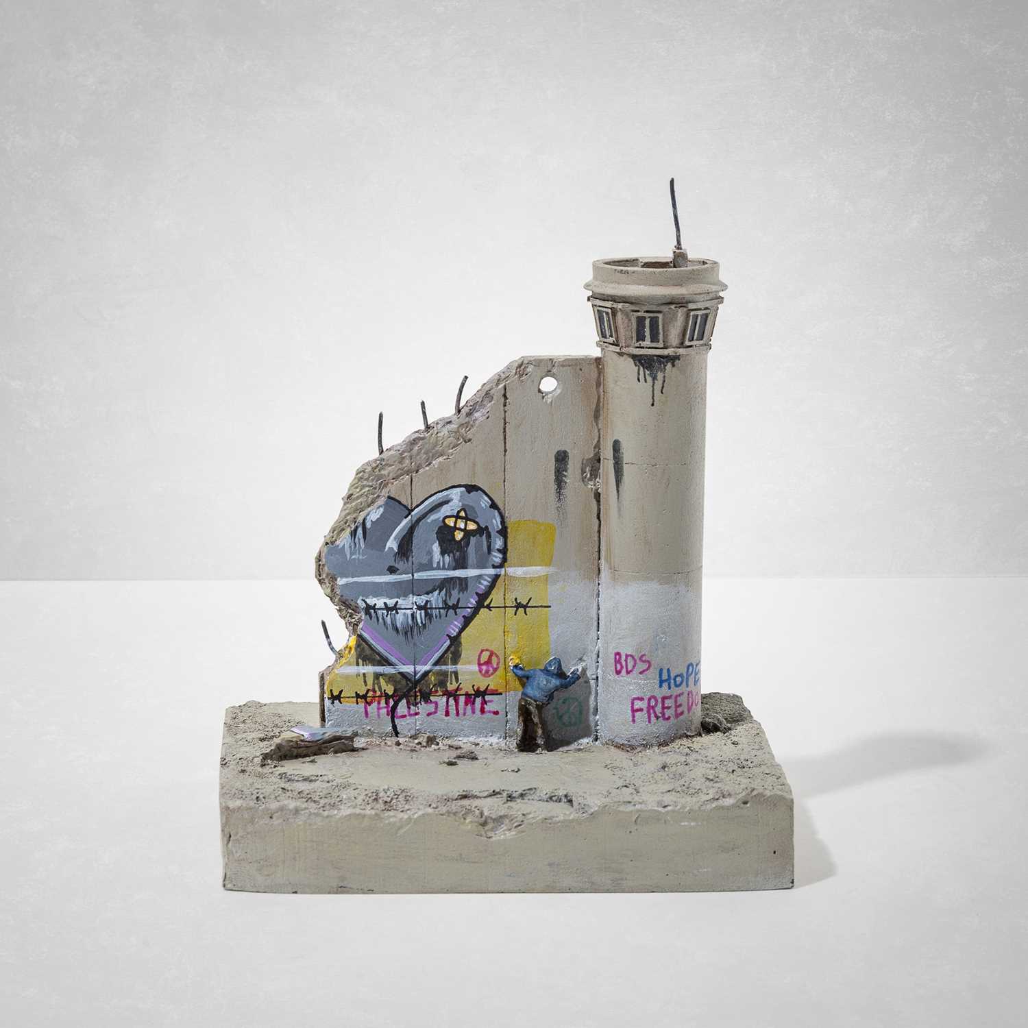 Lot 19 - Banksy (British 1974-), 'Walled Off Hotel - Three-Part Souvenir Wall Section With Watch Tower (Love Hurts)'