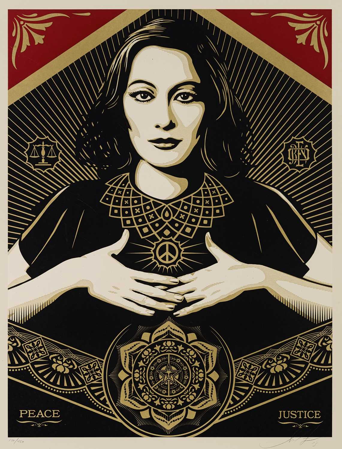 Lot 127 - Shepard Fairey (American 1970-), 'Peace & Justice Woman', 2013