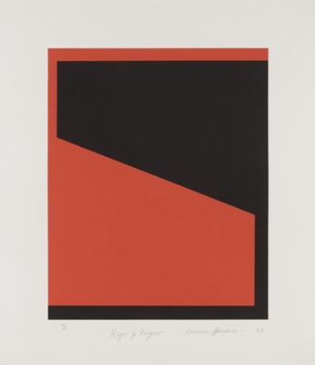 Lot 131 - Carmen Herrera (Cuban 1915-), 'Rojo y Negro (Red & Black)', 1993