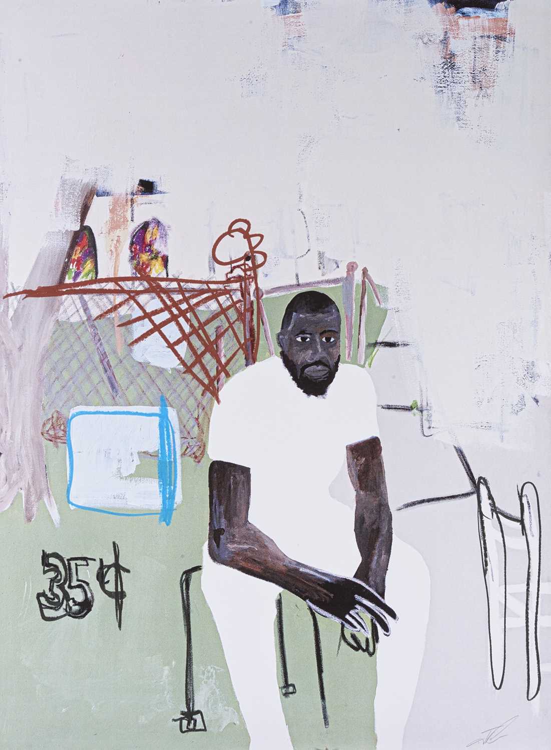 Lot 163 - Jammie Holmes (American 1984-), 'A Self Portrait Of An Artist On Narrow Street', 2020