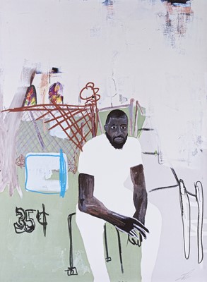 Lot 221 - Jammie Holmes (American 1984-), 'A Self Portrait Of An Artist On Narrow Street (Hand Finished)', 2020