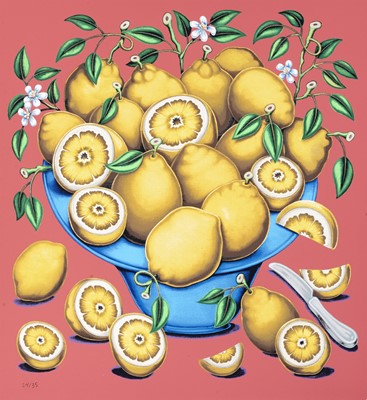 Lot 253 - Pedro Pedro (American 1986-), 'Bowls With Citrus, Flowers & Sliced Tomatoes', 2021