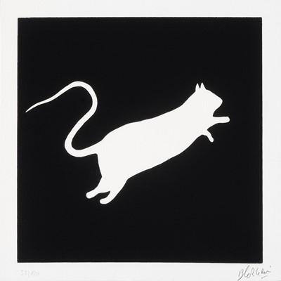 Lot 136 - Blek Le Rat (French 1951-), 'Rat (White on Black)', 2020