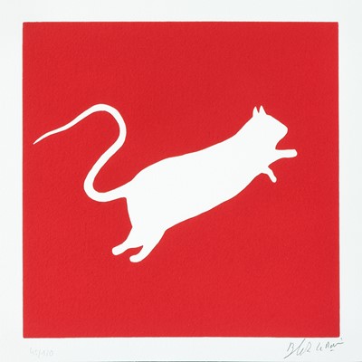 Lot 137 - Blek Le Rat (French 1951-), 'Rat (White on Red)', 2020